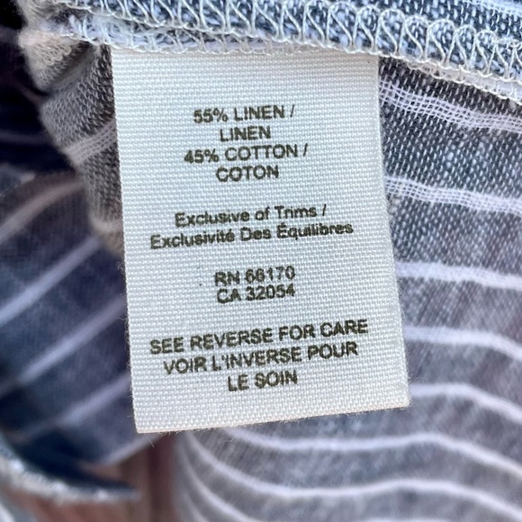 No tag linen/cotton striped button down tie back top - Picture 9 of 14